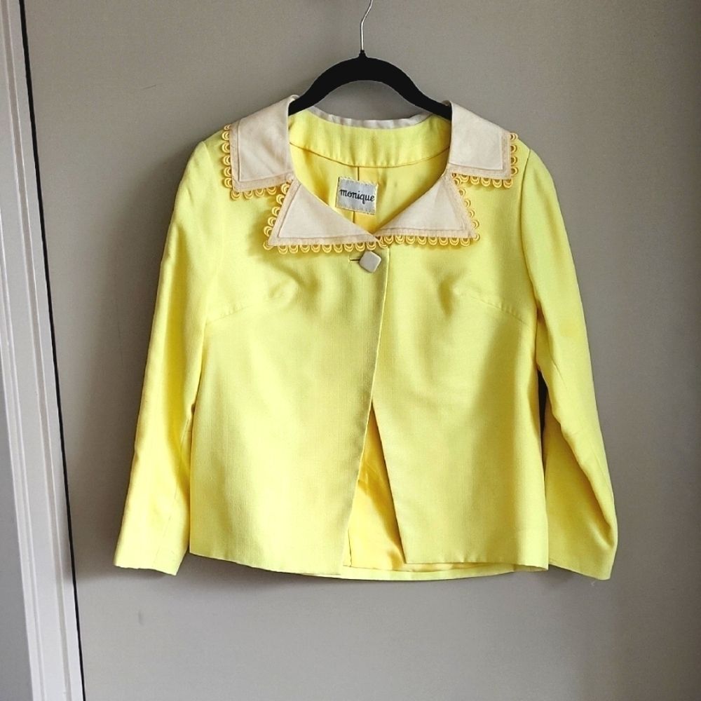 Vintage Monique Yellow Cropped Blazer – - Picture 2 of 10